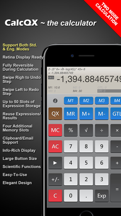 Emulate iPhone app CalcQX ~ the calculator using MyAndroid Emulate iPhone app CalcQX ~ the calculator using MyAndroid