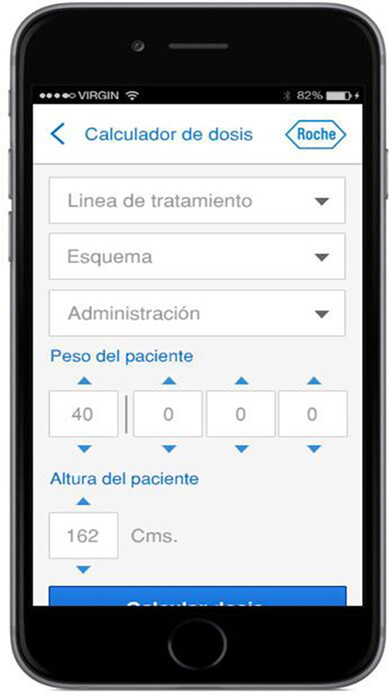 Emulate iPhone app Calculadora de dosis - Roche using MyAndroid