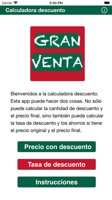 Emulate iPhone app Calculadora descuento using MyAndroid