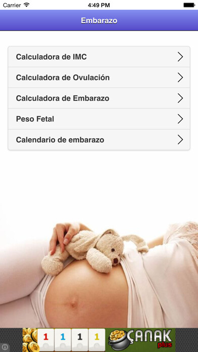 Emulate iPhone app Calculadoras de embarazo using MyAndroid