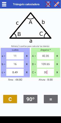 Run android online APK Calculadora triángulo - Trigonometría from MyAndroid or emulate Calculadora triángulo - Trigonometría using MyAndroid