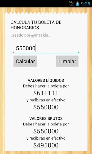 Run android online APK Calcular Boleta de Honorarios from MyAndroid or emulate Calcular Boleta de Honorarios using MyAndroid