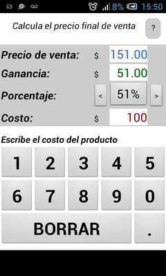 Emulate Android APK Calcular precio de venta
