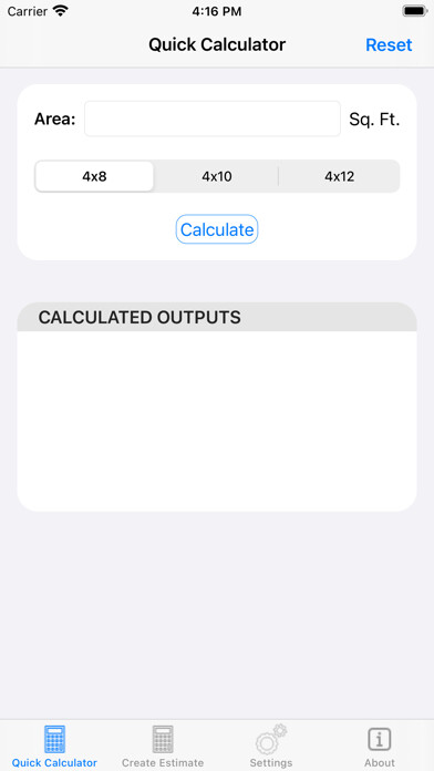 Emulate iPhone app Calculate Drywall using MyAndroid