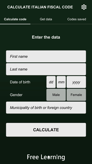 Emulate iPhone app Calculate Italian fiscal code using MyAndroid