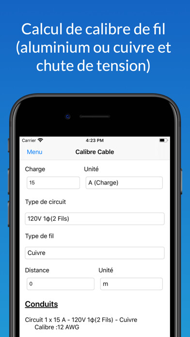 Emulate iPhone app Calculateur Électrique QC using MyAndroid Emulate iPhone app Calculateur Électrique QC using MyAndroid