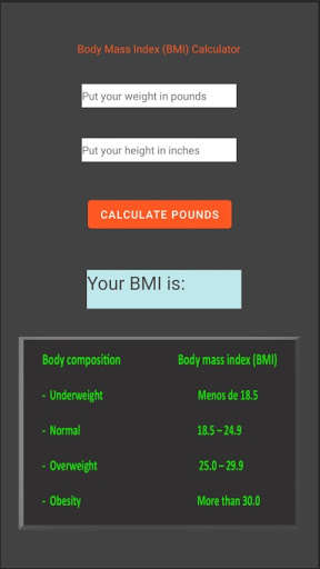 Run android online APK Calculator BMI IMC from MyAndroid or emulate Calculator BMI IMC using MyAndroid