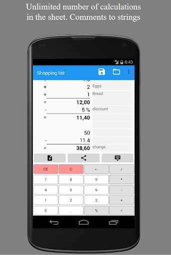 Run android online APK CalcuNote tape calculator from MyAndroid or emulate CalcuNote tape calculator using MyAndroid