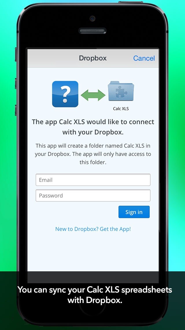 Emulate iPhone app Calc XLS Free Spreadsheet using MyAndroid