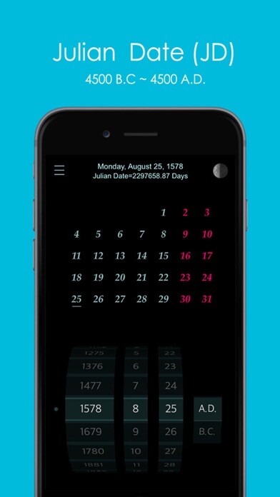Emulate iPhone app Calendar : 4500 BC to 4500 AD using MyAndroid