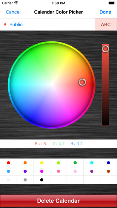 Emulate iPhone app Calendar Color Picker using MyAndroid