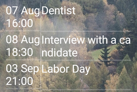 Emulate Android APK Calendar Events Widget