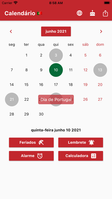 Emulate iPhone app Calendário Português using MyAndroid Emulate iPhone app Calendário Português using MyAndroid