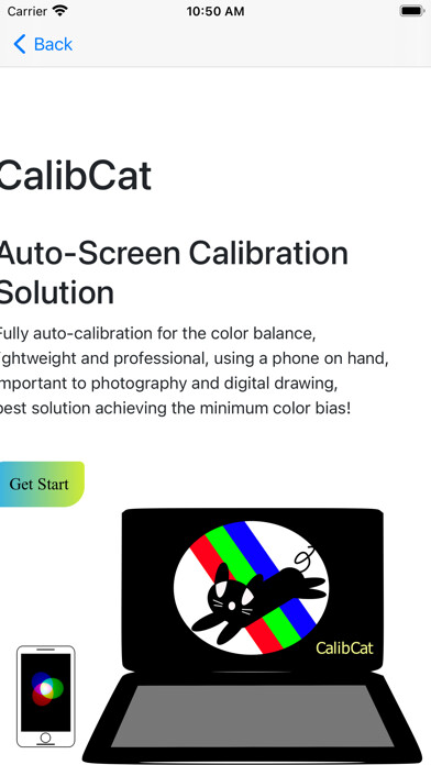 Emulate iPhone app CalibCat: Calibrate Screen using MyAndroid
