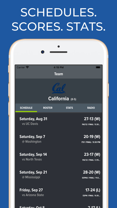 Emulate iPhone app California Cal Football App using MyAndroid