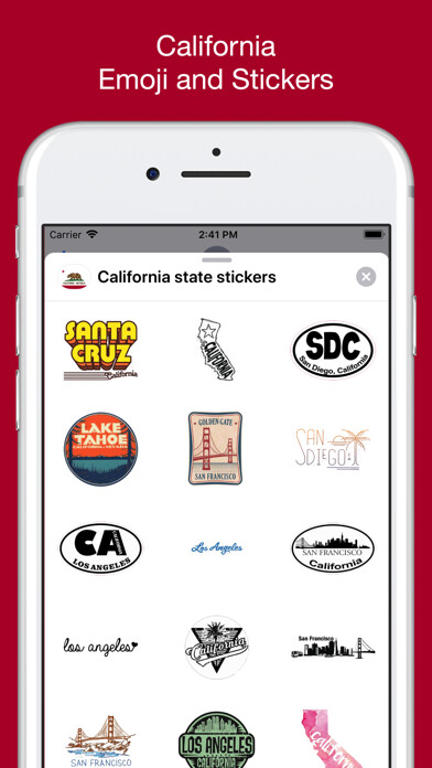 Emulate iPhone app California emojis USA stickers using MyAndroid