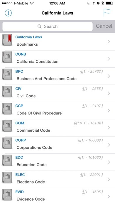 Emulate iPhone app California Laws (CA Code) using MyAndroid Emulate iPhone app California Laws (CA Code) using MyAndroid