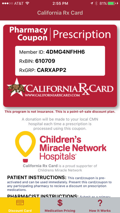 Emulate iPhone app California Rx Card using MyAndroid Emulate iPhone app California Rx Card using MyAndroid