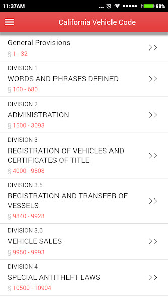 Run android online APK California Vehicle Code from MyAndroid or emulate California Vehicle Code using MyAndroid
