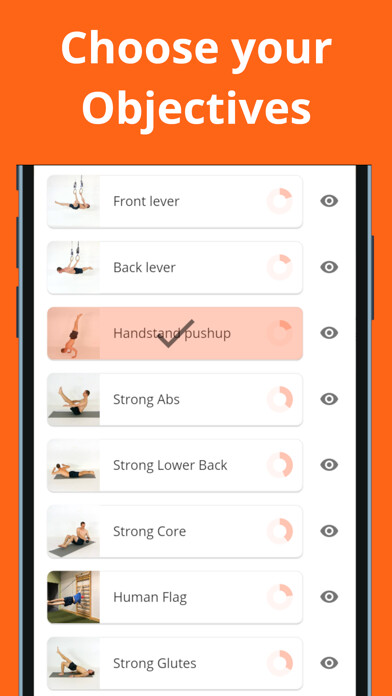 Emulate iPhone app Calistree - Calisthenics using MyAndroid
