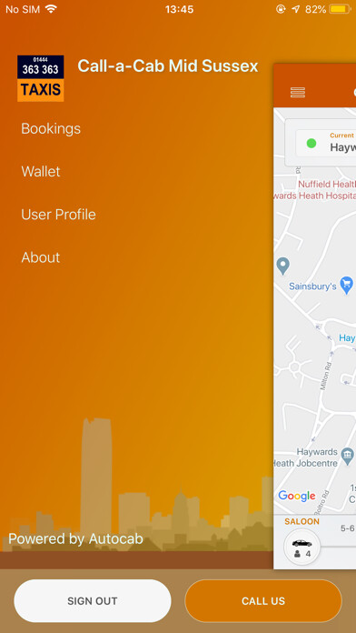 Emulate iPhone app Call-a-Cab Mid Sussex using MyAndroid Emulate iPhone app Call-a-Cab Mid Sussex using MyAndroid