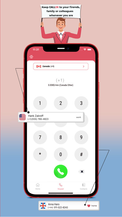 Emulate iPhone app CallOn - Internetional Calling using MyAndroid
