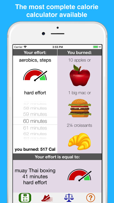 Emulate iPhone app Calorie burn calculator using MyAndroid
