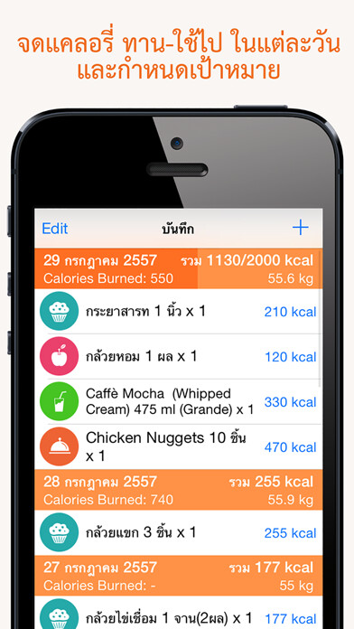 Emulate iPhone app จด Calorie using MyAndroid