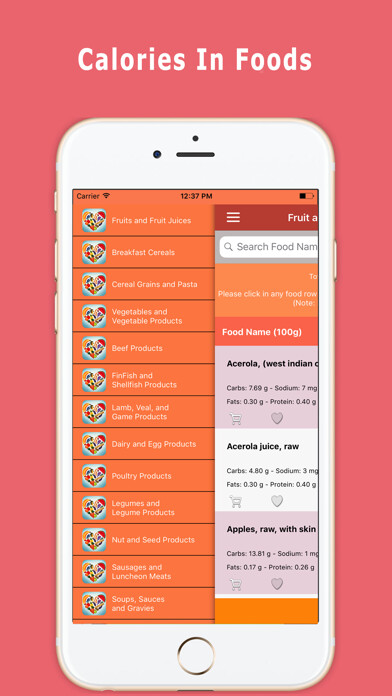 Emulate Android APK Calories In Foods