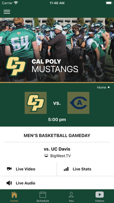 Emulate iPhone app Cal Poly Athletics using MyAndroid