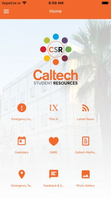 Emulate iPhone app Caltech Student Resources using MyAndroid Emulate iPhone app Caltech Student Resources using MyAndroid