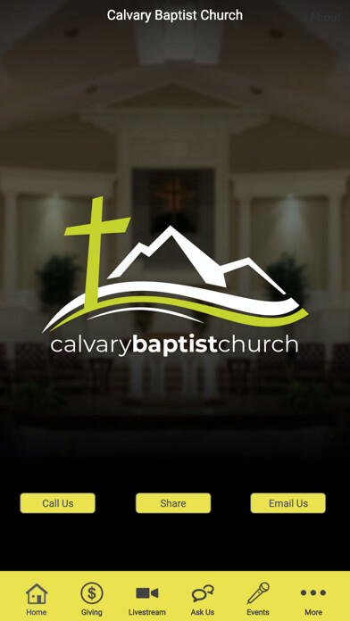 Emulate iPhone app Calvary Baptist Church (MD) using MyAndroid