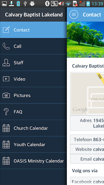 Emulate iPhone app Calvary Baptist Lakeland using MyAndroid