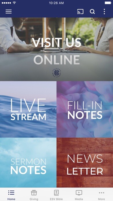 Emulate iPhone app Calvary Bible Church-NH using MyAndroid