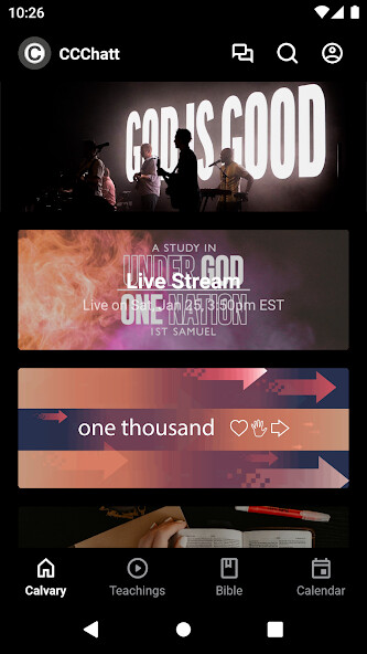 Emulate iPhone app Calvary Chapel Chattanooga using MyAndroid