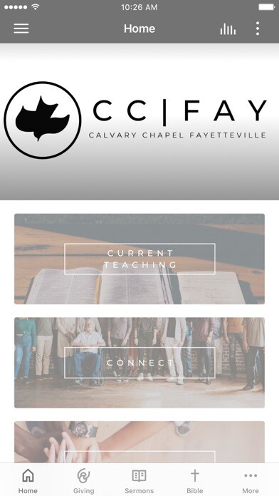 Emulate iPhone app Calvary Chapel Fayetteville using MyAndroid