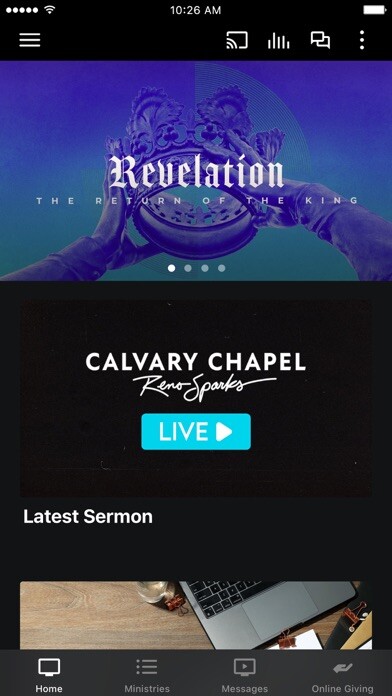 Emulate iPhone app Calvary Chapel Reno Sparks using MyAndroid