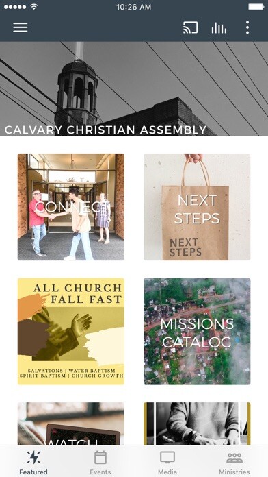 Emulate iPhone app Calvary Christian Assembly using MyAndroid