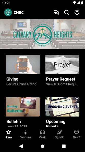 Emulate iPhone app Calvary Heights Baptist Church using MyAndroid