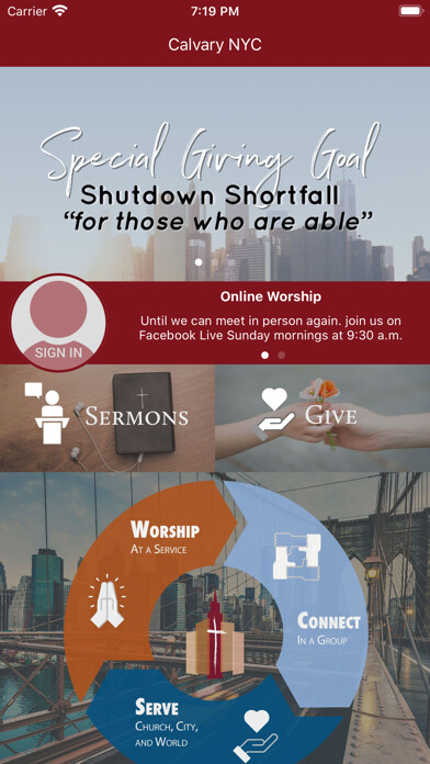 Emulate iPhone app Calvary NYC using MyAndroid