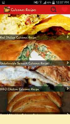 Emulate Android APK Calzones Pizza Recipes