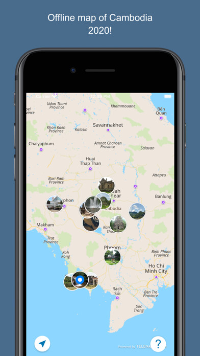 Emulate iPhone app Cambodia 2020 — offline map using MyAndroid