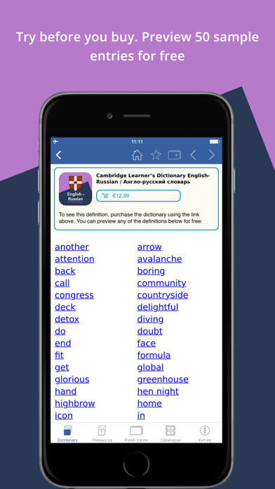 Emulate iPhone app Cambridge English–Russian using MyAndroid