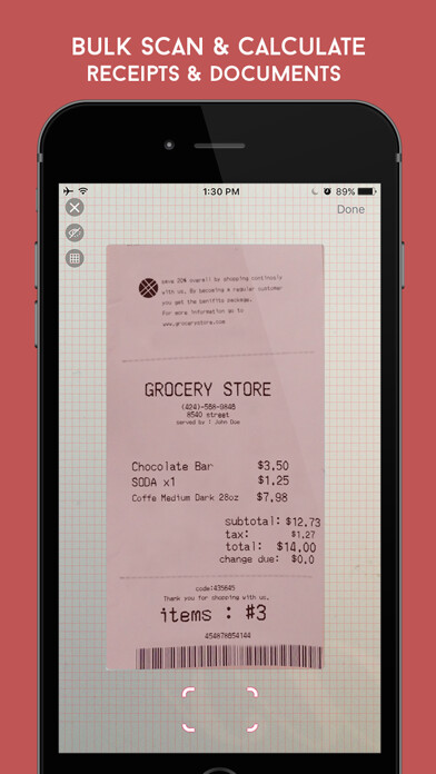 Emulate iPhone app Camculator - Calculate Receipts Documents With Your Camera using MyAndroid
