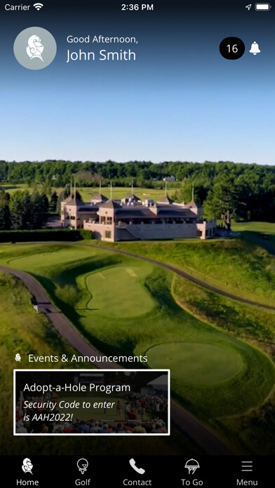 Emulate iPhone app Camelot Golf & Country Club using MyAndroid