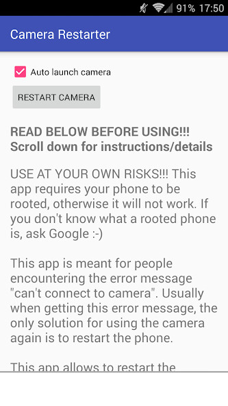 Emulate Android APK Camera Restarter