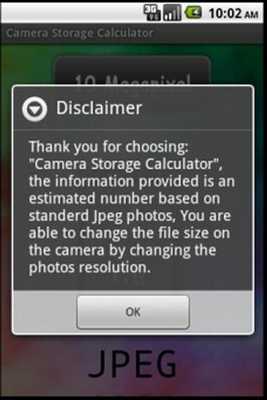 Emulate Android APK Camera Storage Calculator