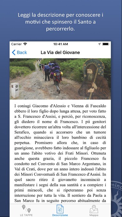 Emulate iPhone app Cammino S. Francesco di Paola using MyAndroid