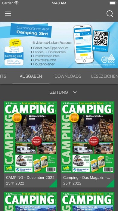 Emulate iPhone app CAMPING-E-Paper using MyAndroid