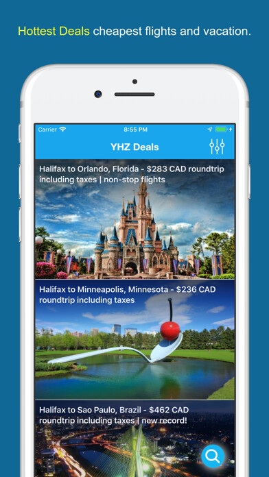 Emulate iPhone app Canada Travel Deals using MyAndroid